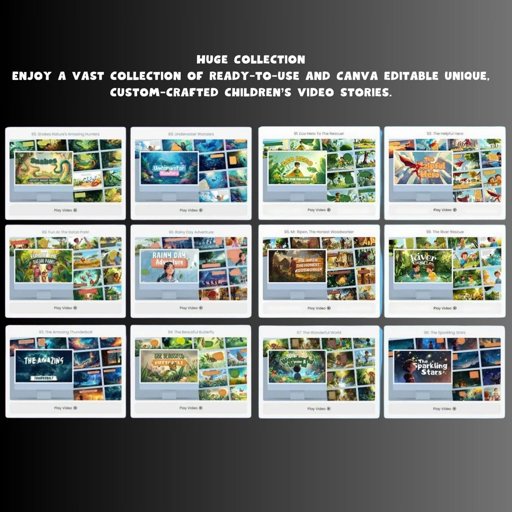 100 Kids’ Stories + 150 Editable Videos & Templates to Resell as Your Own!