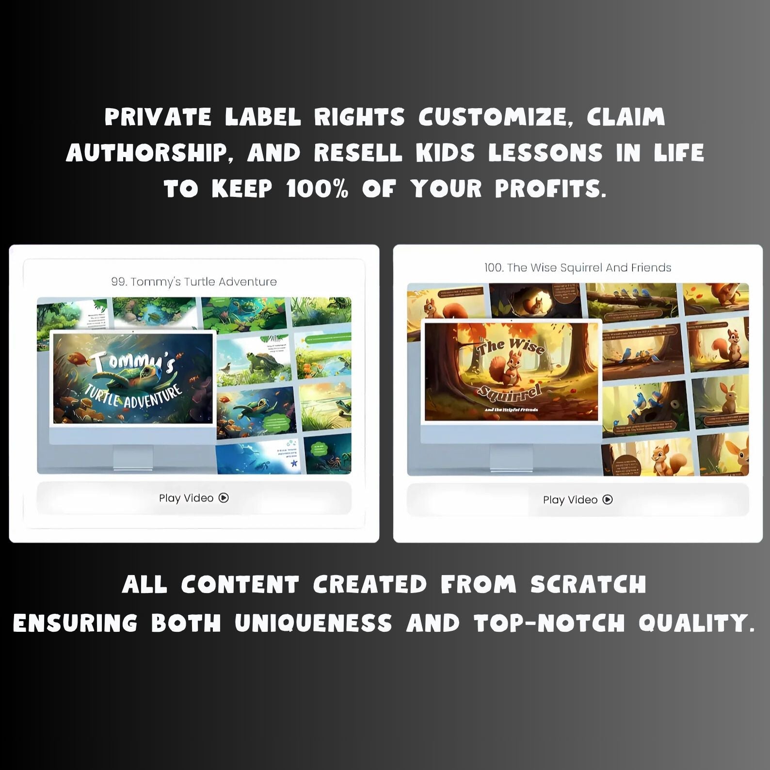 100 Kids’ Stories + 150 Editable Videos & Templates to Resell as Your Own!